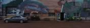 Painted gas station